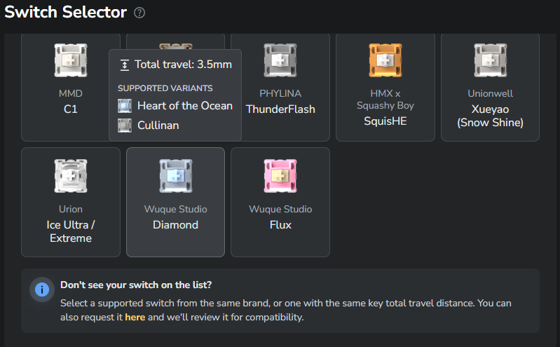 John_Doe392's tweet image. Wootilityがv5.3.0-beta.7になって対応スイッチが増えたぞ
Wuque Diamond switches
Squashy Boy SquisHE
の2種類
Diamondシリーズは言わずもがな
SquisHEはHMX型の敢えて言うけど新色Ver
HMX型が気になるならAGS Radiant HEで良いと思う
