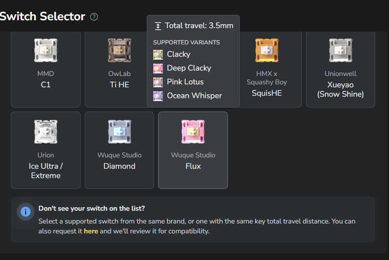 John_Doe392's tweet image. Wootilityがv5.3.0-beta.7になって対応スイッチが増えたぞ
Wuque Diamond switches
Squashy Boy SquisHE
の2種類
Diamondシリーズは言わずもがな
SquisHEはHMX型の敢えて言うけど新色Ver
HMX型が気になるならAGS Radiant HEで良いと思う