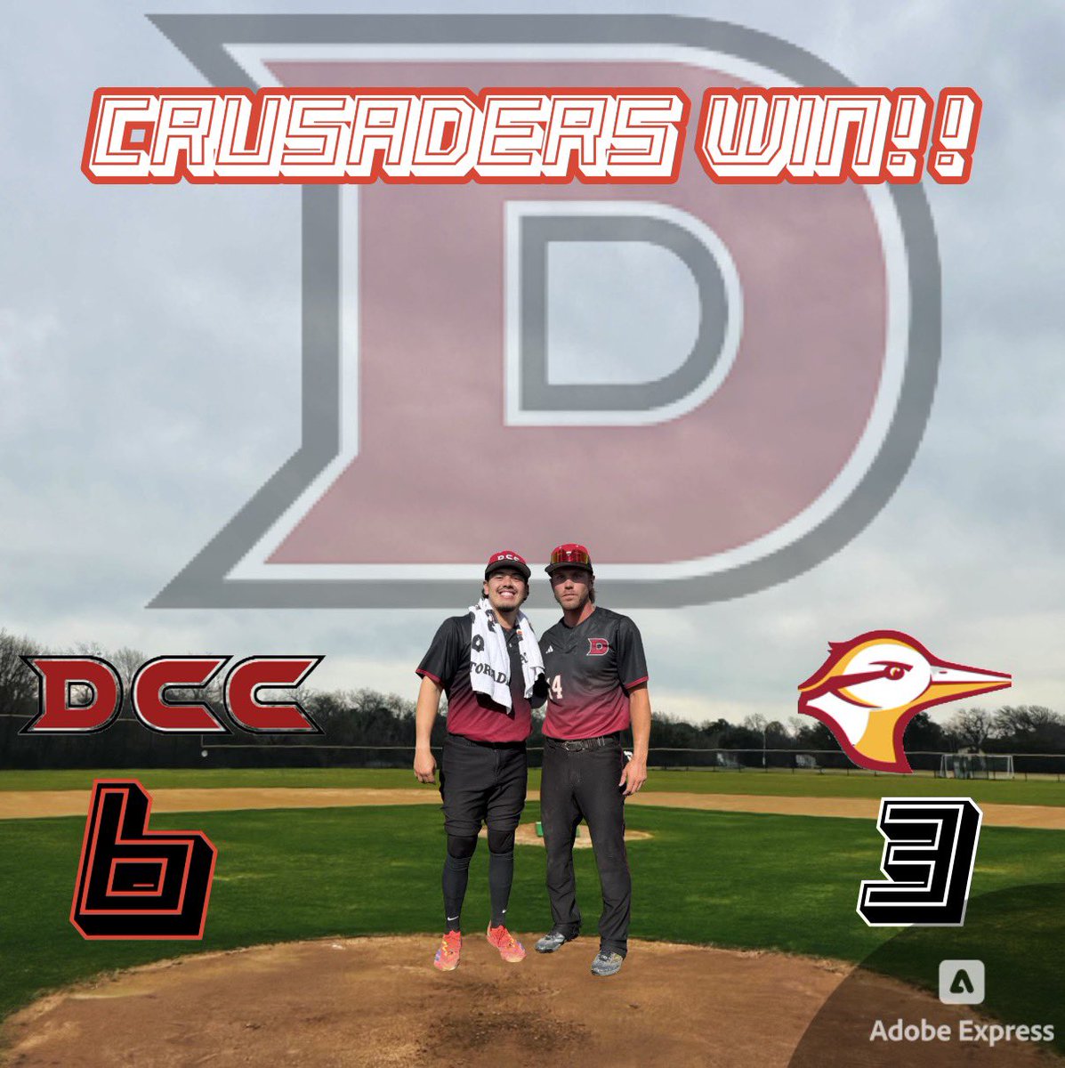 DCCBaseball2010's tweet photo. Crusaders take both games today on Senior day. We want to thank Mista Hickey, Mista Bryce, and Haden Bradshaw for their time at DCC as we honored them as our 2026 seniors. https://t.co/Ywj9HbcFJq