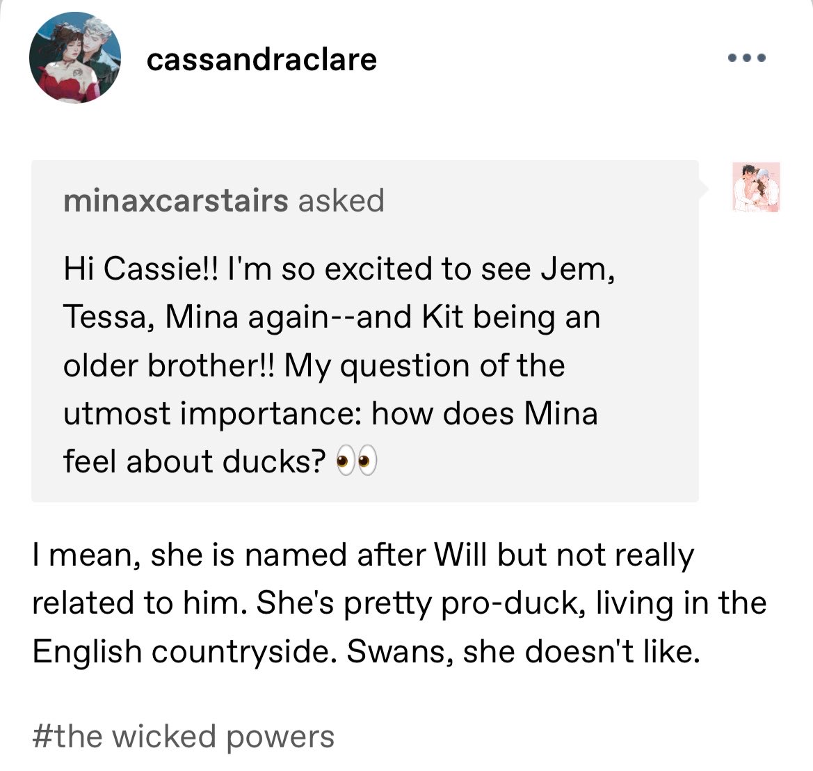 jemcarstairs's tweet image. will herondale birthed mina carstairs