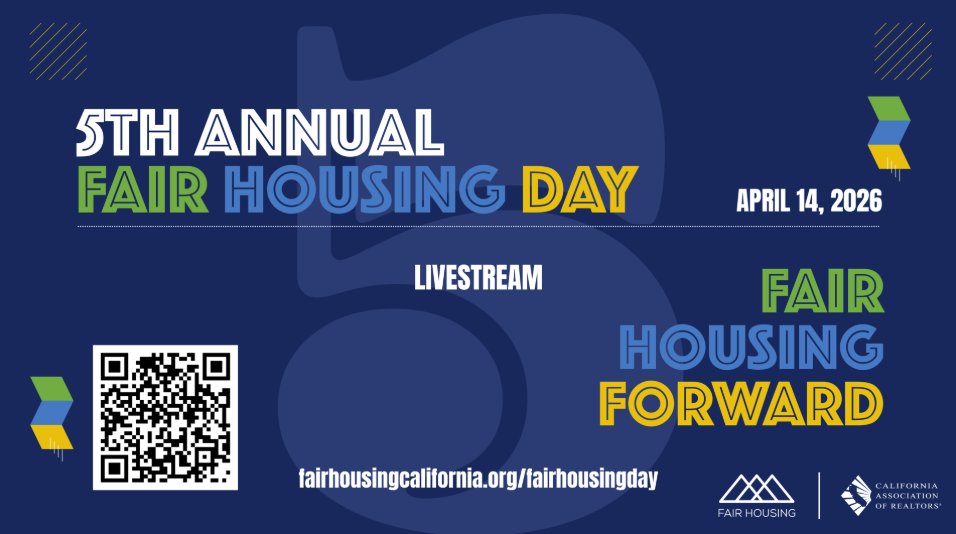 MLBORealtors's tweet photo. REGISTER for C.A.R.'s Fair Housing Day LIVESTREAM on April 14th. A must-attend event for California REALTORS® and anyone committed to shaping a more inclusive housing future. 
https://t.co/xPYCMBUblT
#FairHousingMonth #AprilFairHousingMonth #FairHousing #FairHousingForAll https://t.co/GOaUDFLkxN