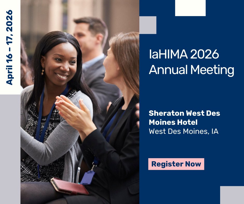 IAHIMA1's tweet photo. 2026 IaHIMA State Meeting — Riding the Waves of Change. Join us in West Des Moines for another fantastic Annual Meeting! Save your spot at https://t.co/EyUx7A2t7n. https://t.co/ZuAwsKZ2JG