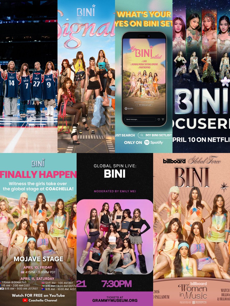 Grabi pala April Dump ng BINI no?

- Clippers LA
- SpotifyPH x BINI
- Signals EP
- BINI Docuseries on Netflix
- BINIChella
- GRAMMY Museum Global Spin Live
- Billboard Global Force Women In Music

Ang B sa BINI ay BLESSED!

BINI PPOP PRIDE

#BINI_CoachellaWk1
#BINICHELLA