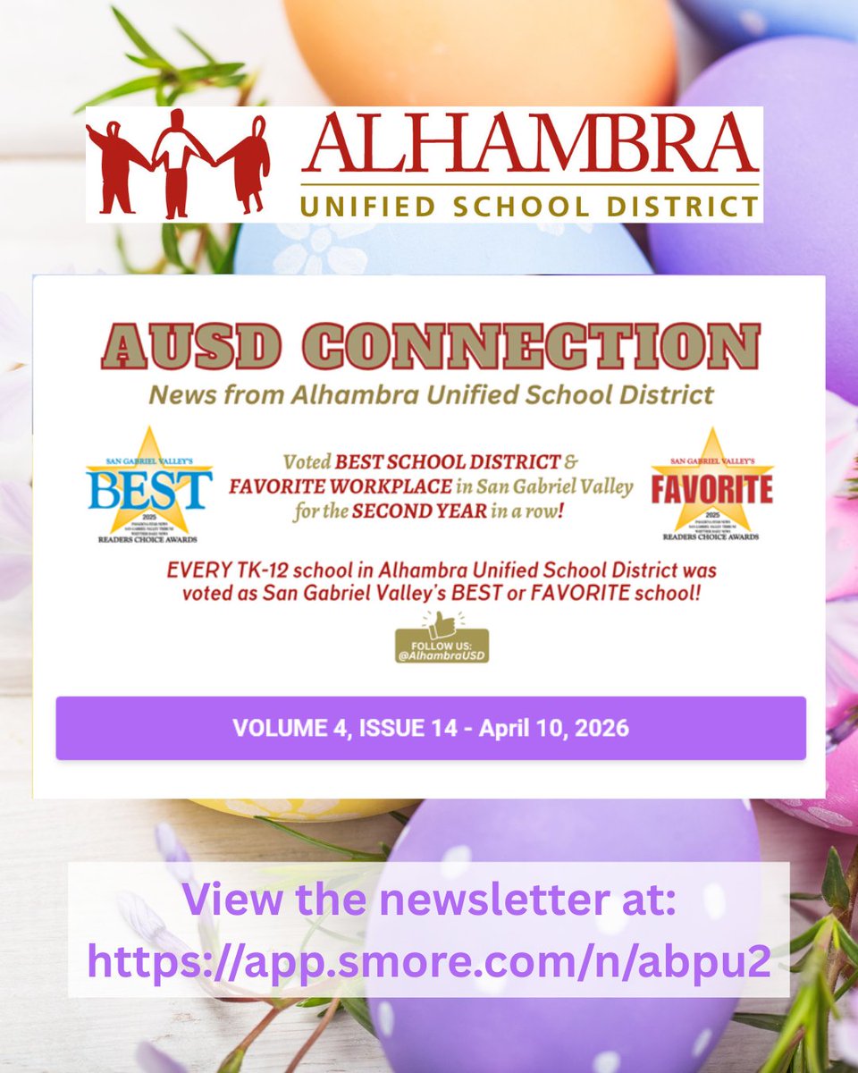 alhambrausd's tweet photo. 📰The latest issue of the AUSD Connection is here❗

Read it at: 
https://t.co/udcxRWrTcS https://t.co/azk5nsZzuF