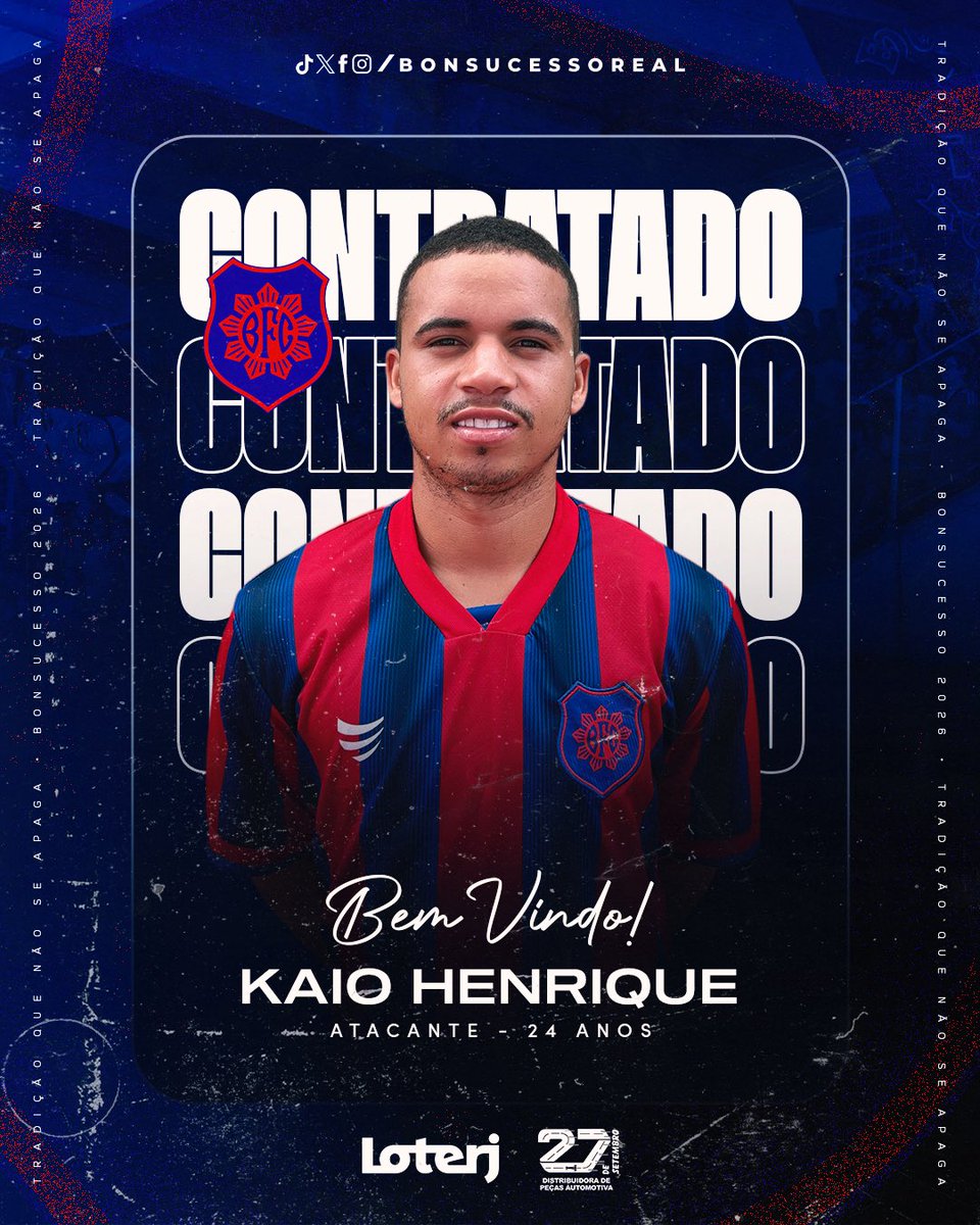 BonsucessoReal's tweet photo. Chegou pra reforçar o ataque do Leão! 🔥🦁

Kaio Henrique é velocidade, força e faro de gol pra fazer a diferença lá na frente! ⚽💥

Seja bem-vindo ao Bonsucesso! Que não faltem gols com o nosso manto! 💙❤️
#cesso https://t.co/9iYyPqKssI