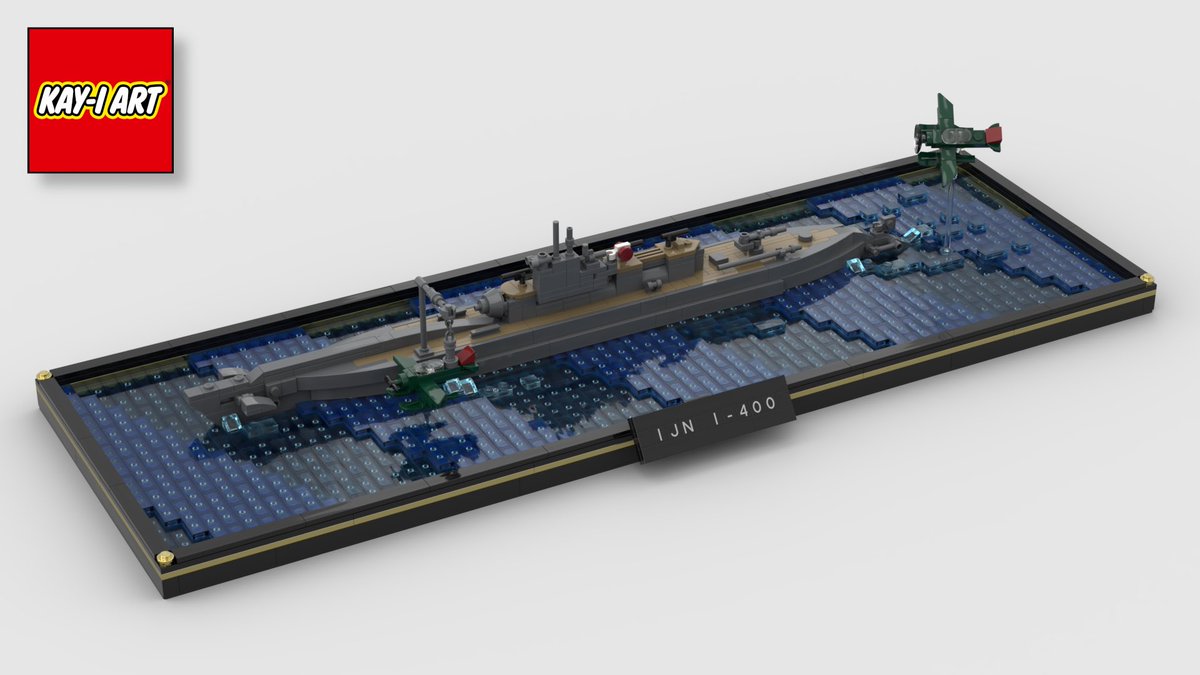 n1fighterpilot's tweet photo. Hey Kayfam! It’s Build #2 of my #microworldwar series! "The I-400" - While not quite in the same scale as all of the other builds you will see here (this one is even smaller) it is still packed with loads of details and fun. The Japanese I-400 aircraft carrier submarine is my favorite piece of “wonder weapon” technology from World War II. #lego #microscale