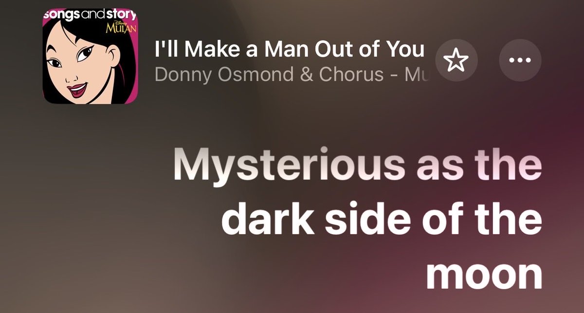 averybotticelli's tweet photo. Just realized Mulan’s “I’ll Make a Man Out of You” is officially outdated. The dark side of the moon is no longer mysterious 🥲 https://t.co/kZhGG6355z