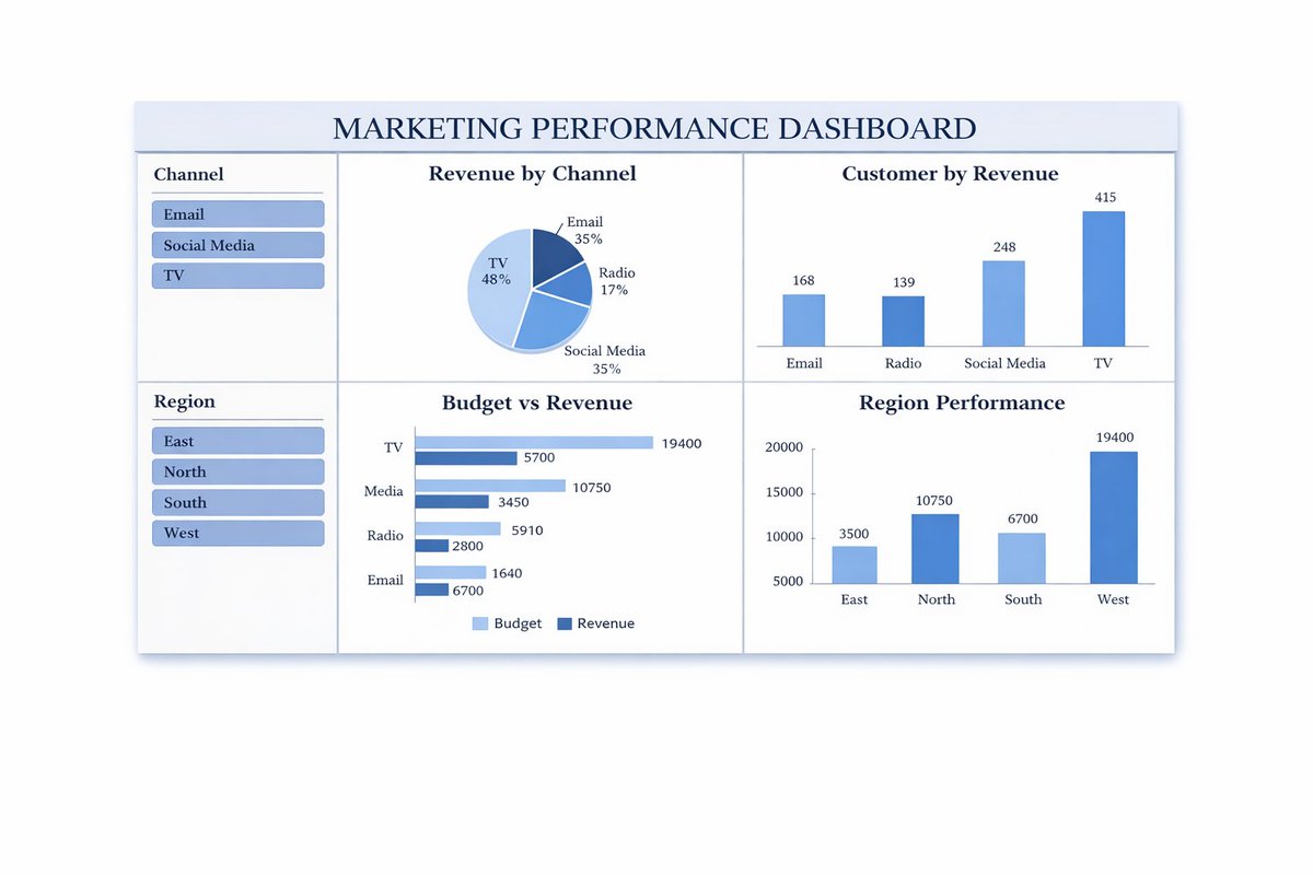 youngstar00002's tweet photo. I analyzed a marketing dataset 📊
Here’s what I found 👇
• TV generates the most revenue
• Social media drives customer growth
• Email is the most cost-effective
📊 Insight:
Not all marketing channels are equal
Follow for more 🚀 https://t.co/9xiL5giien