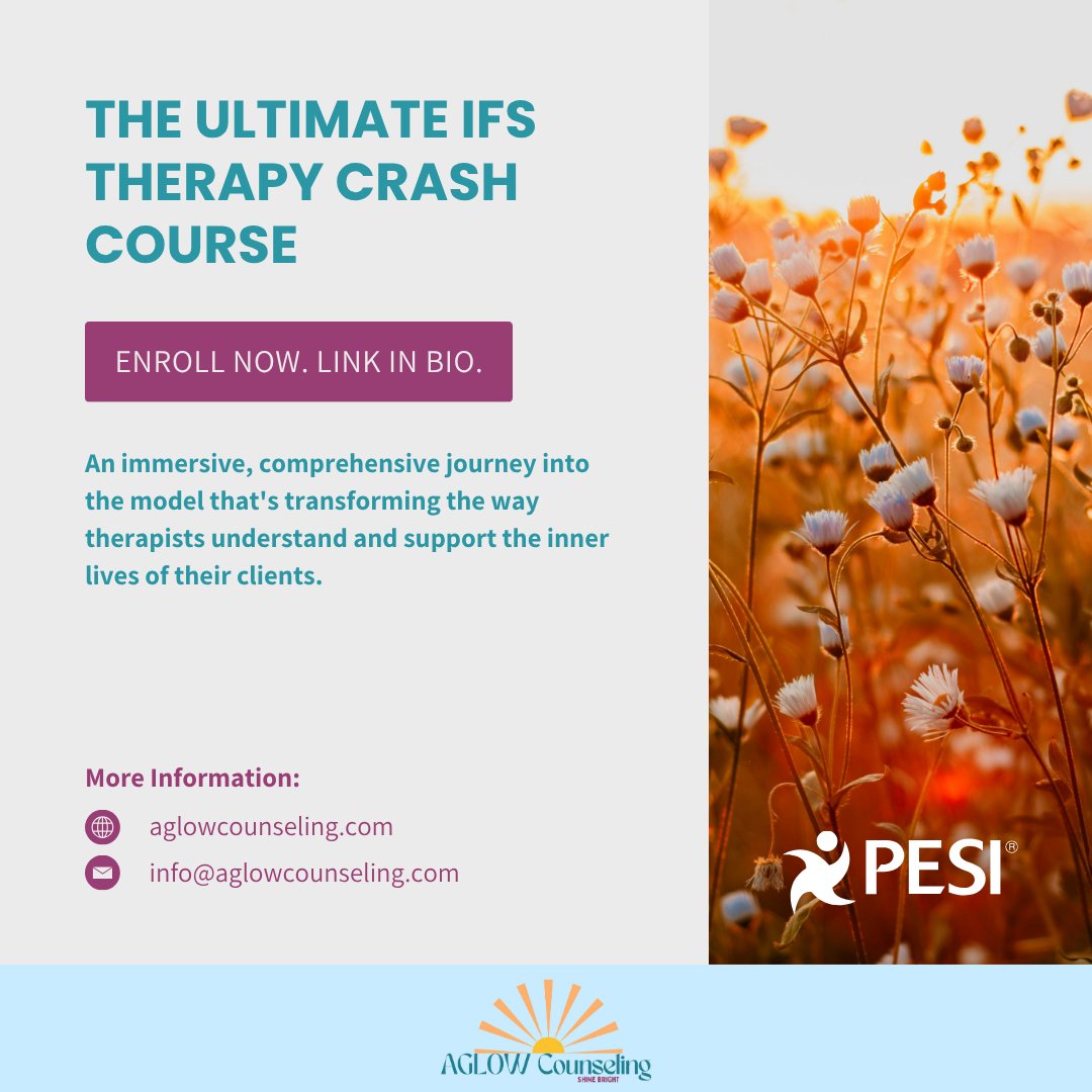 aglowcounseling's tweet image. If you’re ready to experience parts work from the inside out, “The Ultimate IFS Therapy Crash Course” is a journey into the model that's transforming the way therapists understand and support the inner lives of their clients: tinyurl.com/33sjpyer

#TraumaInformed
