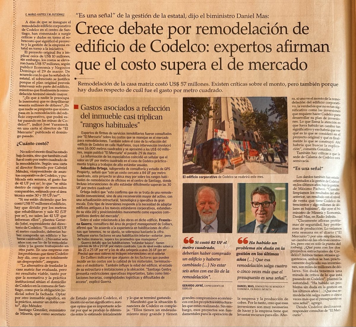 57 MILLONES DE DÓLARES en remodelar un edificio, 82 UF/m2, este debe ser el robo del siglo.
Es de esperar que el actual gobierno se querelle.