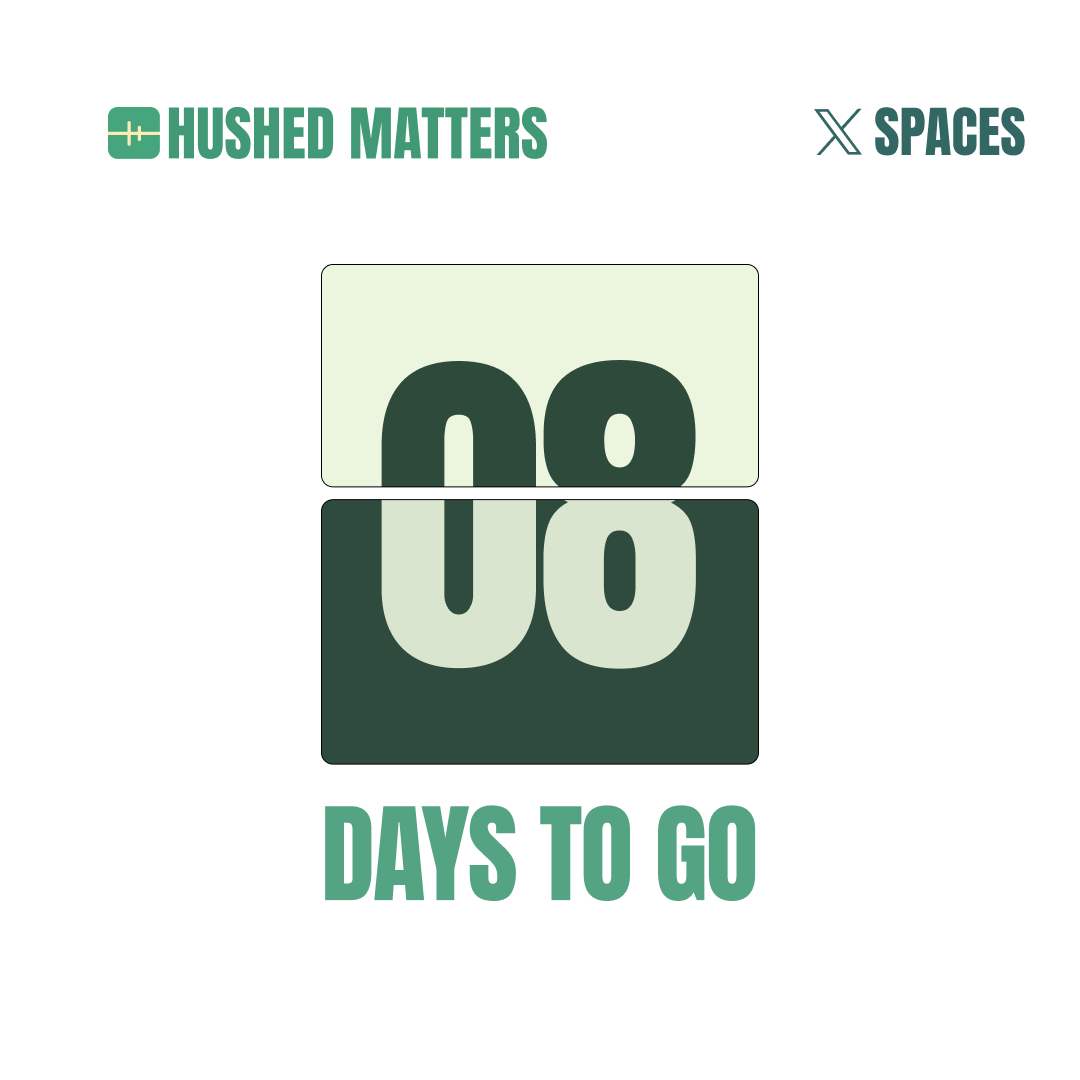 HushedMatters's tweet photo. 8 days to go! ⏳

The countdown is on and we’re getting closer to an exciting conversation you don’t want to miss.

Set your reminders and stay tuned. 🔥

#8DaysToGo #Countdown #XSpace https://t.co/1wc6dArhD9