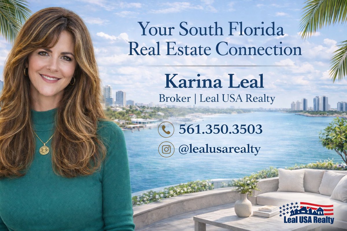karinaleal's tweet photo. Thinking about selling in Delray Beach, Boca Raton or Boynton Beach?

In today’s market, strategy = results.

I help sellers maximize value with:
• Smart pricing
• Luxury marketing
• Qualified buyers (incl. off-market)

📲 Text “VALUE” to 561.350.3503

Karina Leal | Broker
@lealusarealty

#DelrayBeachRealEstate #BocaRatonHomes #BoyntonBeach #SouthFloridaRealEstate #SellYourHome #LuxuryRealEstate