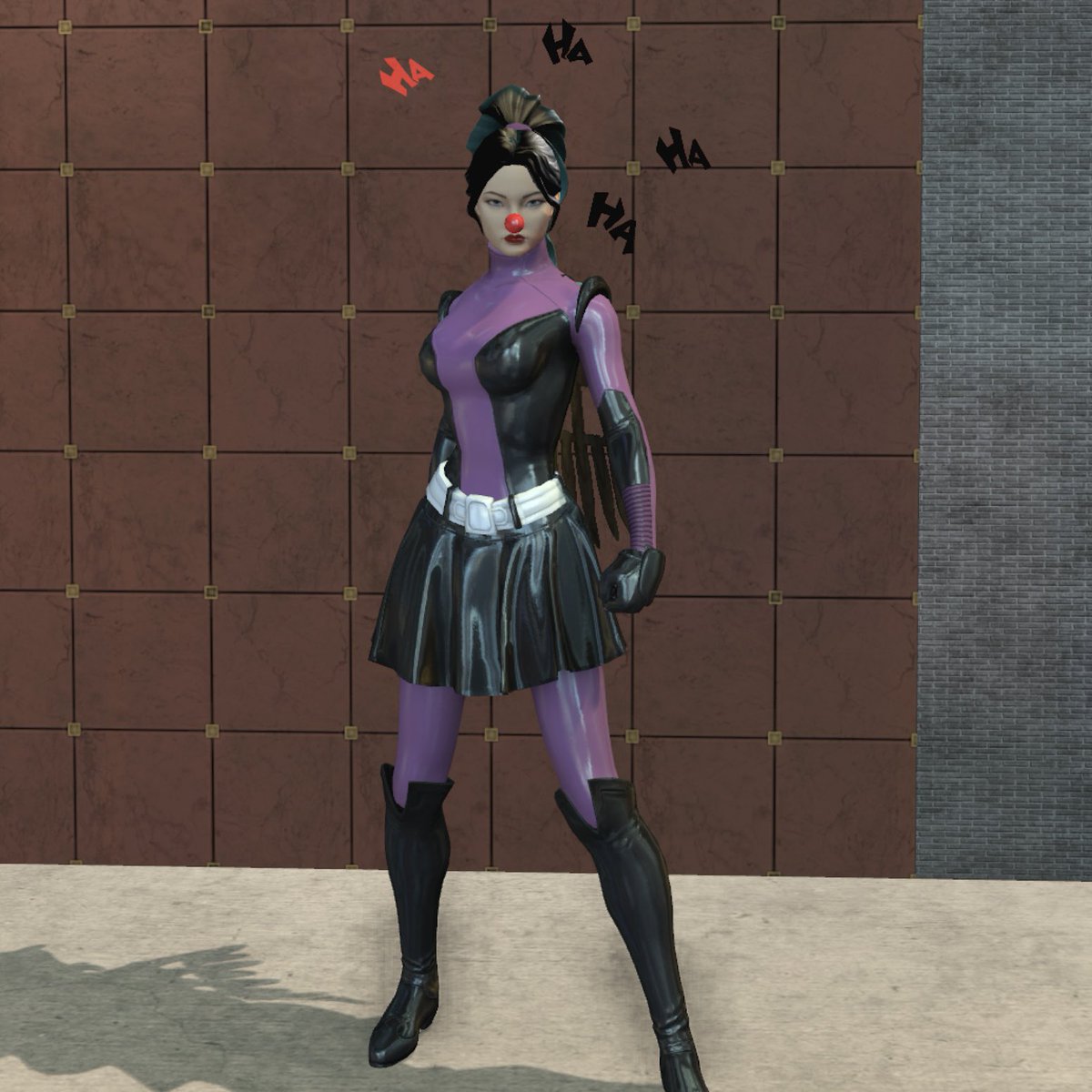 DcuoTailor's tweet image. Till the release of Punchline skin in the new @dcuo Booster Bundle, here’s my take on the crazy character! 
#batman #dcuo #punchline