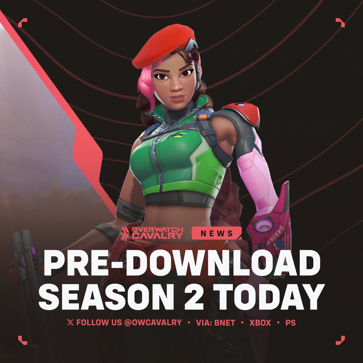OWCavalry's tweet photo. Get ready for #Overwatch Season 2 🪖

A new pre-download is available on @battlenet and consoles, ready for April 14. This update includes Sierra, the Antarctic Peninsula map rework, balance changes, and new cosmetics.

💥 Size ≈ 4.7GB https://t.co/ZkLwwKdyrN