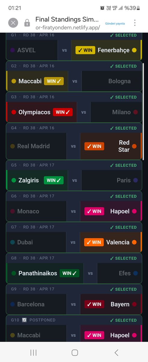 OzgurPoint's tweet photo. Fırat muhteşem olmuş ellerine sağlık
Euroleague son maçlara göre sıralama simülasyon programını ile sizde yapabilirsiniz

Benim Playoff eşleşmelerim

Link alt Tweete mevcut https://t.co/EJoT3IgL0Q