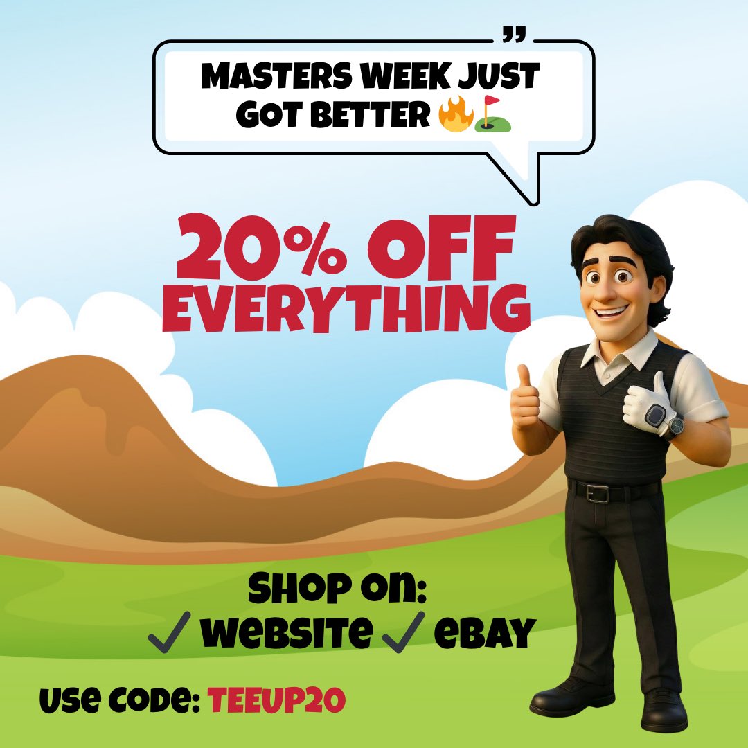 MrTopesGolf's tweet image. MASTERS WEEK JUST GOT BETTER 🔥⛳️ 

20% OFF – LIMITED TIME ⛳️

Shop on: ✔️ MrTopesGolf.com ✔️ ebay.com/str/mrtopesgolf

Use Coupon Code: TEEUP20
Ends April 14