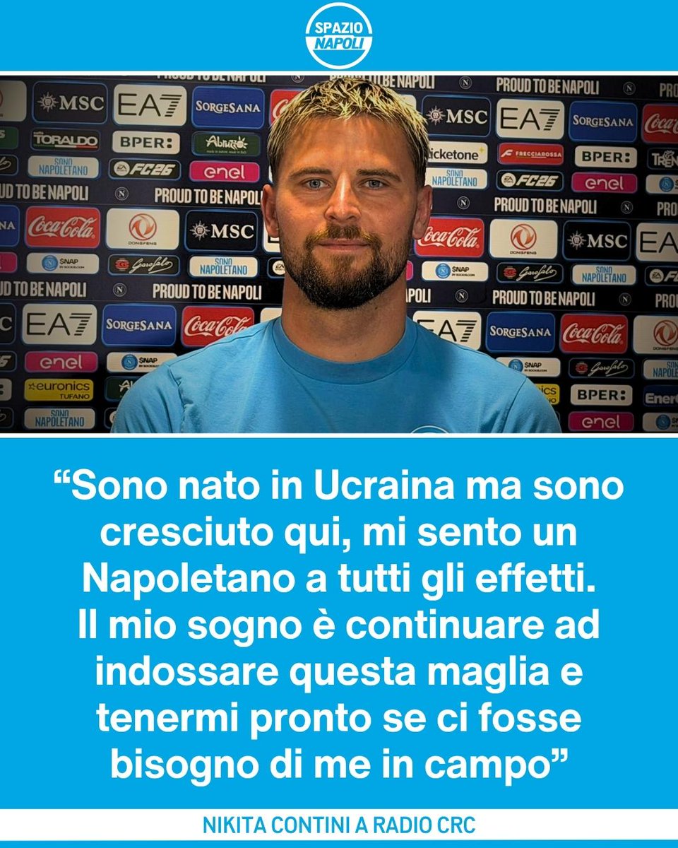 Spazio_Napoli's tweet image. "Mi sento un Napoletano a tutti gli effetti" 💙

Al Napoli dal 2008, Nikita Contini ha festeggiato quest'anno i 18 anni in maglia azzurra ⚪🔵

Le sue parole a Radio CRC sono quelle di un napoletano vero e proprio 😍

#SSCNapoli #Contini