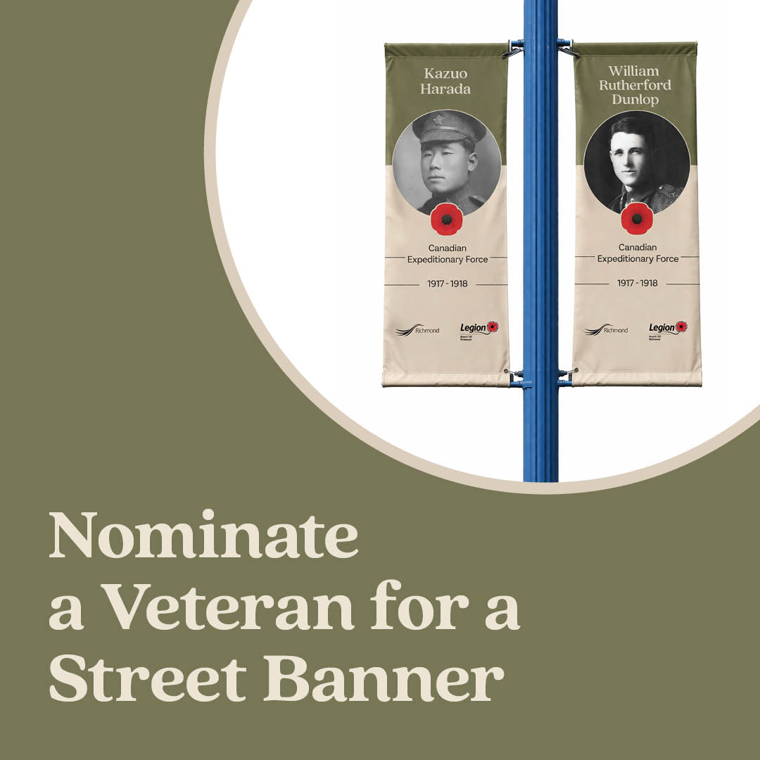 Richmond_BC's tweet photo. Richmond, let’s honour our heroes. ❤️

Do you know a veteran who served in the Canadian Armed Forces or RCMP? Submit a nomination for the Veterans Banner Program, which will recognize up to 114 Richmond veterans with banners displayed at City Centre from October 1 to December 1.

🗓 Applications open April 9, 2026 - May 24, 2026.
🔗 Submit a nomination: https://t.co/Svd0mmUNgI