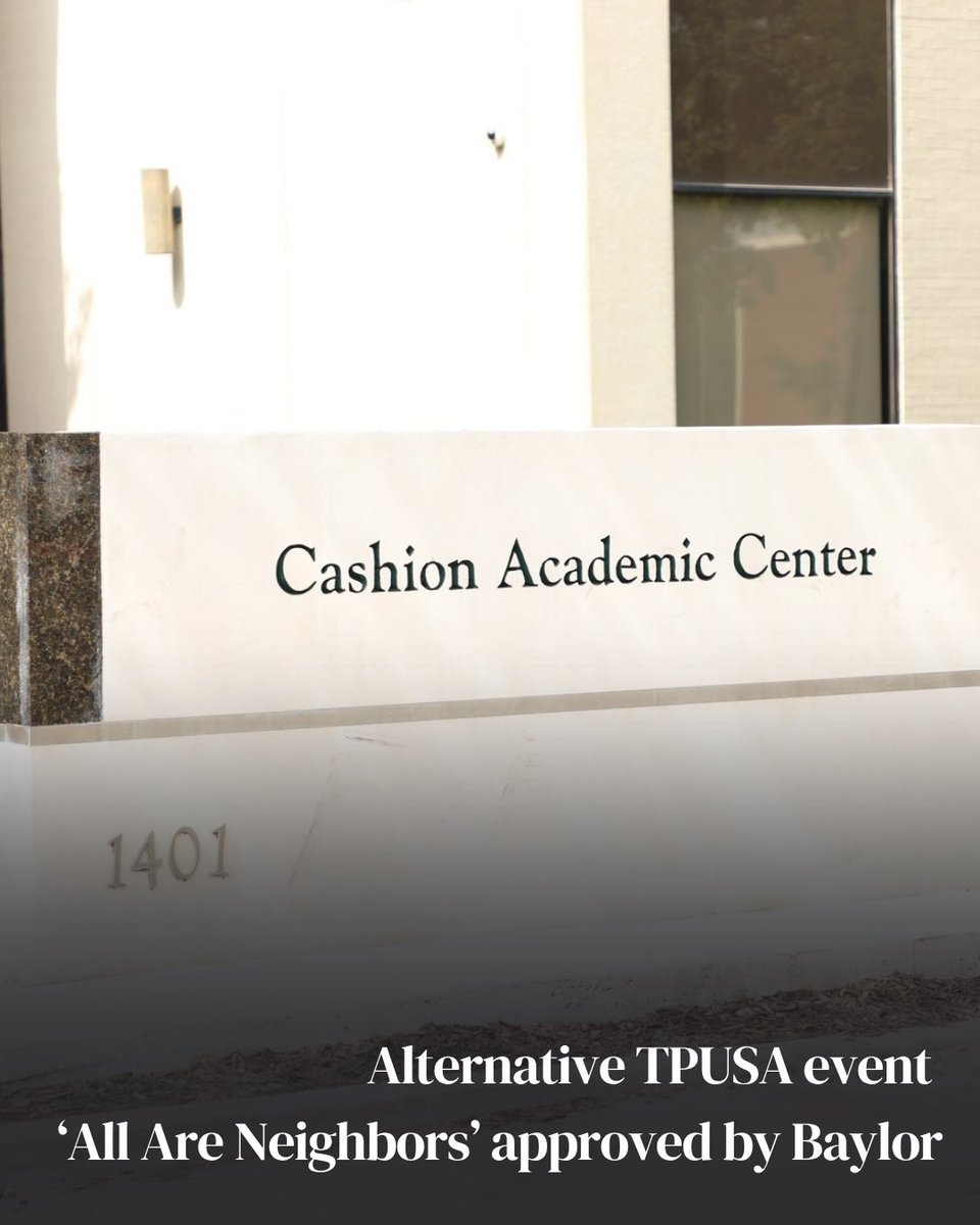 bulariat's tweet photo. As Turning Point USA’s “This is the Turning Point” tour meets in Waco Hall April 22, another group will meet a few doors down for “All Are Neighbors,” an alternative option for students.

🖊️ Ashlyn Beck | News Editor
📸 Lariat file photo

Full story: https://t.co/z23kyq81O9

#BaylorLariat #Baylor #SicEm