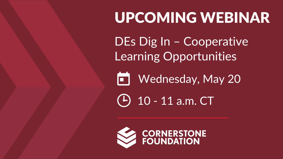 Ready for fresh ideas you can bring back to your credit union?

Join us for the next DEs &amp; CCUCs Dig In on May 20 from 10–11 a.m. CT.

You’ll walk away with practical insights, peer connection, and new ways to think about impact. ow.ly/vlp250YH6Tr