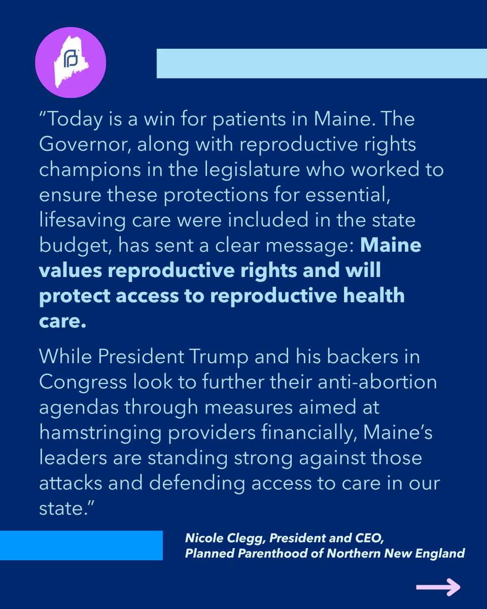 PPMEAF's tweet photo. (1/2) This just in! Governor Mills has signed at state budget that includes critical protections &amp; funding to insure ongoing access to essential reproductive health care in Maine!

Despite continuing federal-level attacks on reproductive health care, Maine leaders are standing https://t.co/EdFYhN42sl