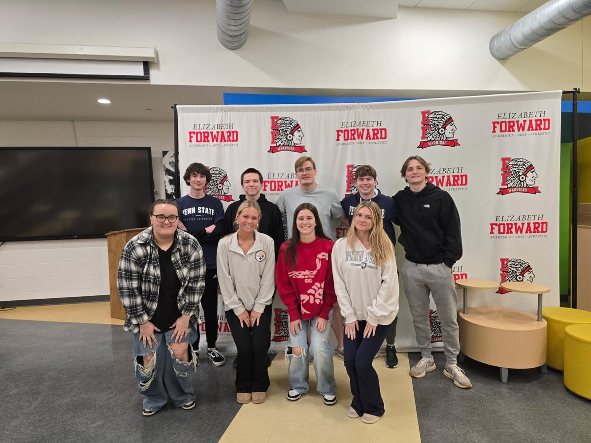 EFWarriors's tweet photo. Admission counselor Dave Davis visited our senior students attending Penn State this week! Thank you to Mrs. Monti for putting this together!! https://t.co/QKkstxtcAA