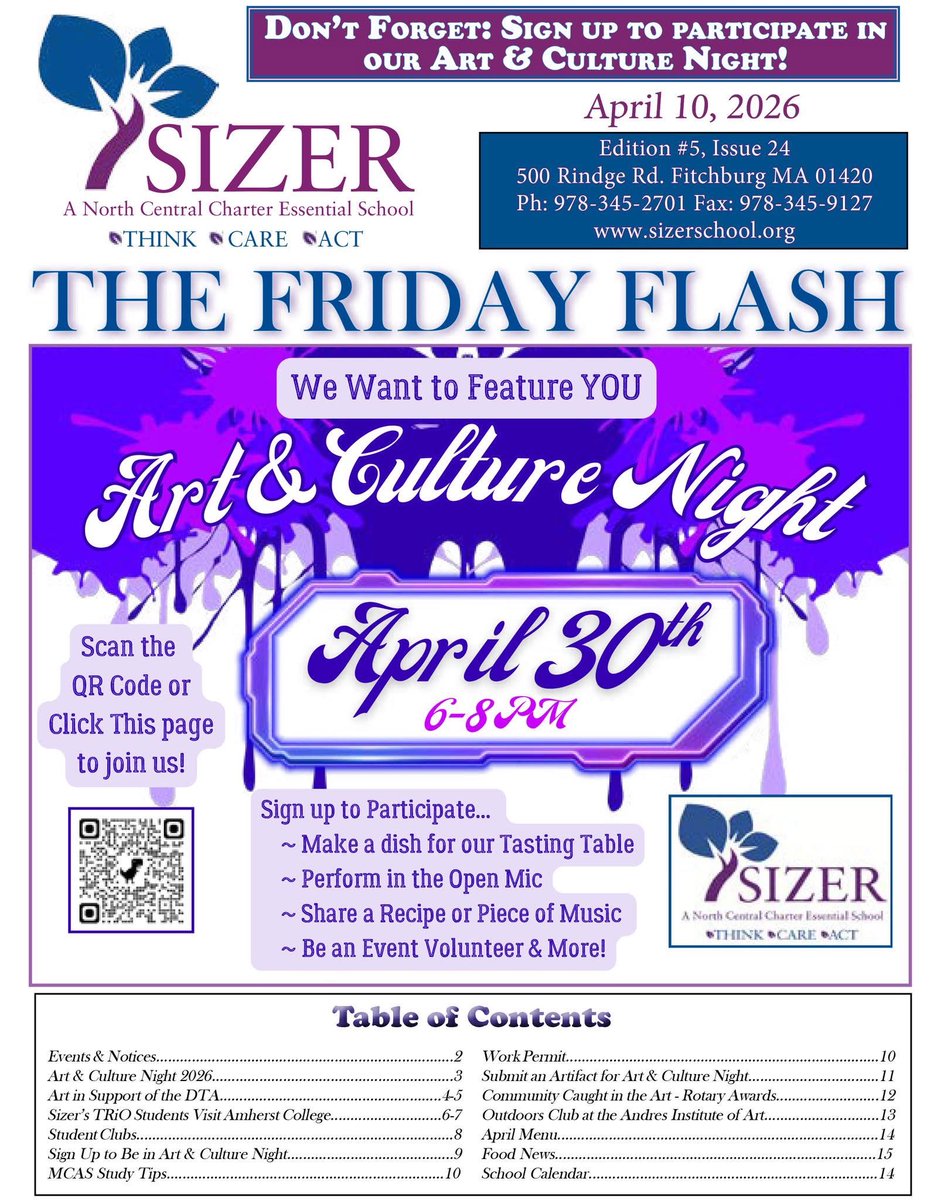 sizerschool's tweet photo. It's here! This week's Friday Flash newspaper. Your number one source for all things Sizer School! #fitchburg  #charterschool 

Check it out online now at https://t.co/ZQA3KnH2EZ

Find out how Project-Based Learning Creates Student Leaders, apply today at https://t.co/5fyrNBfnfW https://t.co/A9Cg650pkD