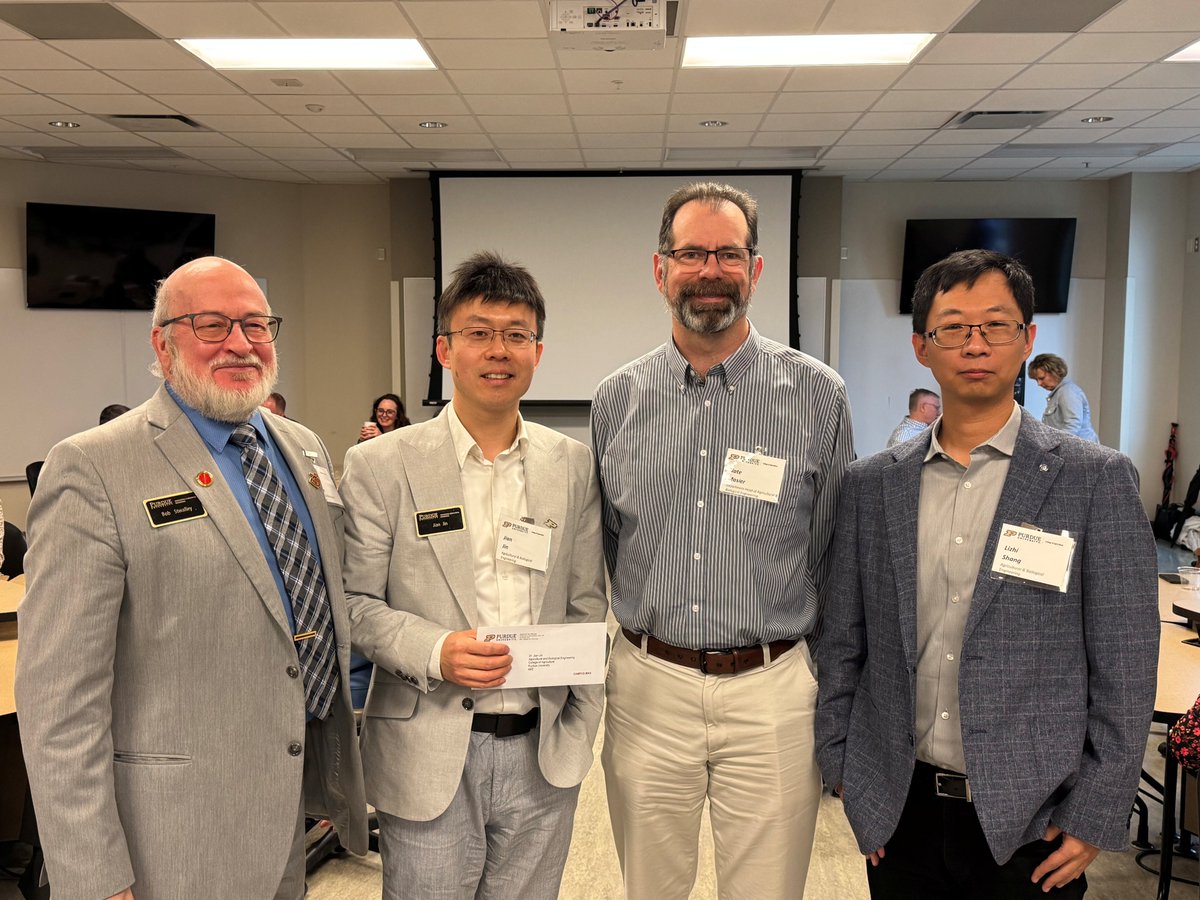 PurdueABE's tweet photo. Congratulations! 🎉 ABE Faculty Promotions approved by Purdue Board of Trustees: Dr. Bob Stwalley, full clinical professor, Dr. Jian Jin, full professor, Dr. Lizhi Shang, associate professor. https://t.co/wSY0lPYJjF