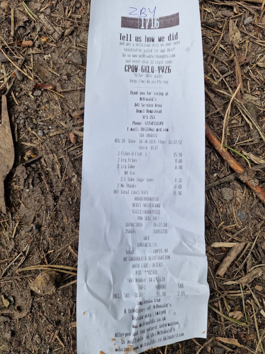 al_wolly's tweet photo. @McDonalds @ThamesVP @BucksFlyTipping 
This was found today 10-4-26 at 5.30pm on the B485 between Hyde Heath Road and Hyde Lane. Can the culprit be traced? It is not good enough to throw your rubbish out the car window. https://t.co/vKZOJLoeN4