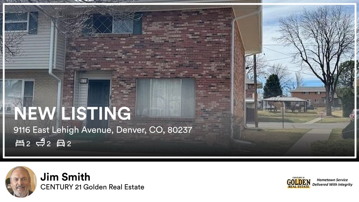 jimsmith145's tweet photo. 🛌 2 🛀 2 🚘 2
📍 9116 East Lehigh Avenue, Denver, CO, 80237

My latest listing on RateMyAgent.
Colorado Employing Broker 40026879
https://t.co/PvaEsA0R2U

...
#ratemyagent #realestate #CENTURY__Golden_Real_Estate https://t.co/3xv18FmiTs