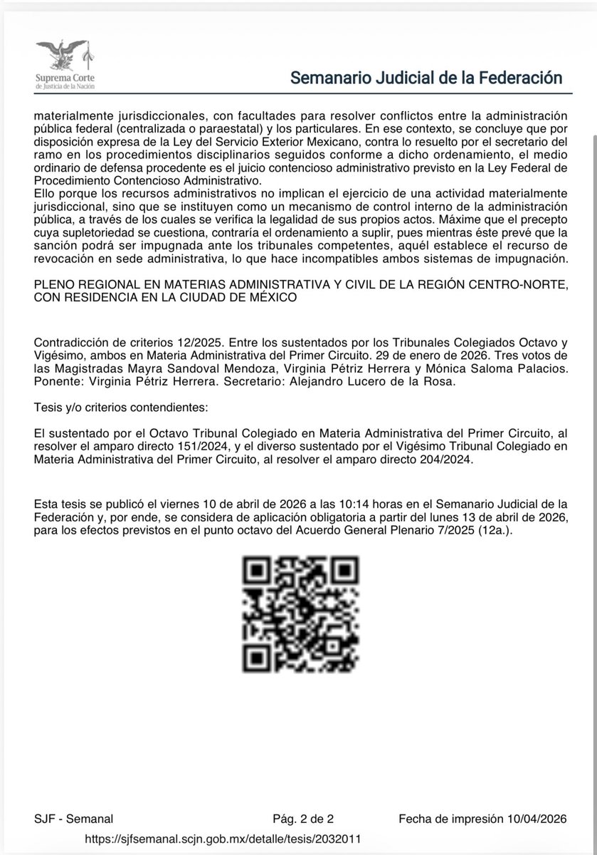 rsperrilliat's tweet photo. PROCEDIMIENTO DISCIPLINARIO DE LAS PERSONAS INTEGRANTES DEL SERVICIO EXTERIOR MEXICANO. NO LE ES APLICABLE SUPLETORIAMENTE EL ARTÍCULO 210 DE LA LEY GENERAL DE RESPONSABILIDADES ADMINISTRATIVAS. https://t.co/Mp1K70n84J