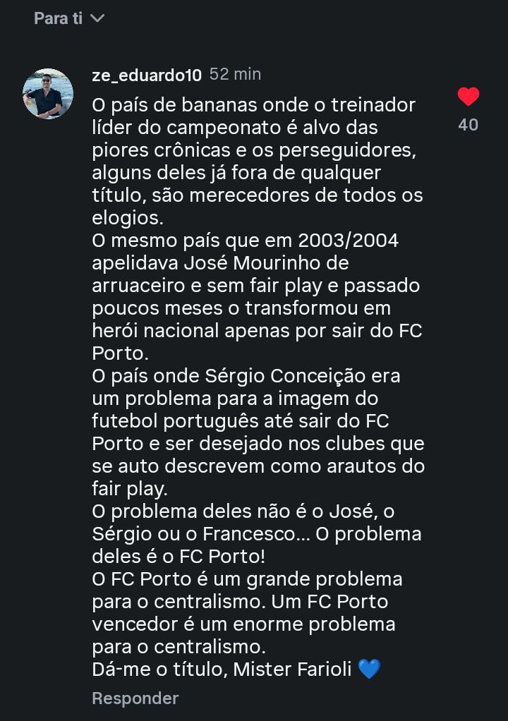 É isto. Dá-nos o título, mister Farioli 💙