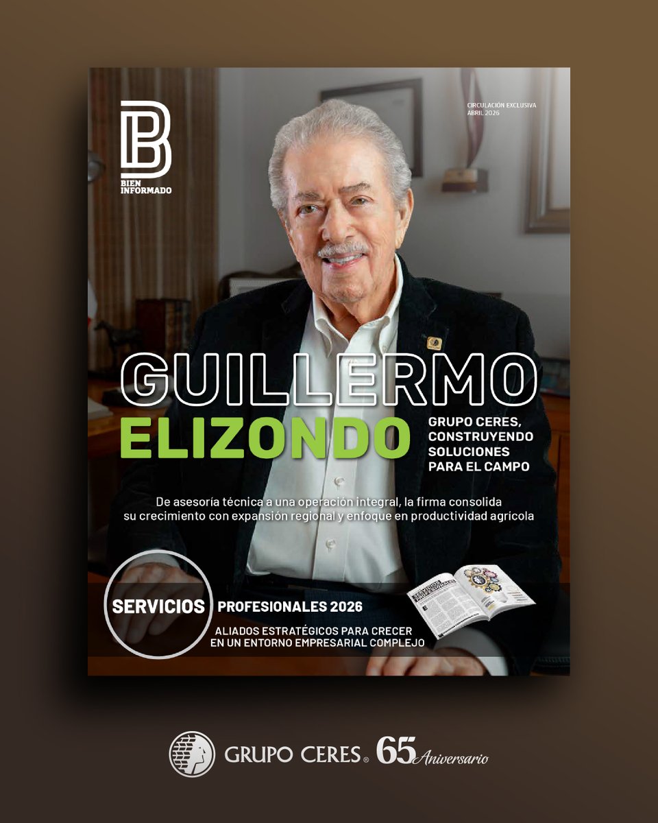 Nuestro presidente y fundador, el Ing. Guillermo Elizondo Collard, es portada de la edición más reciente de Bien Informado. En su entrevista, repasa 65 años de trayectoria brindando soluciones integrales que han transformado el campo mexicano.
 bit.ly/BI_GEC
#GrupoCeres