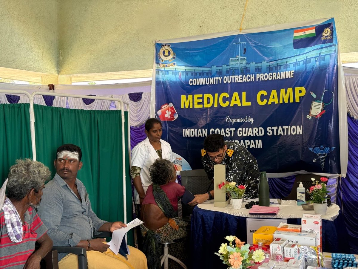 Def_PRO_Chennai's tweet image. A Comprehensive Medical Camp  was conducted by ICGS Mandapam on 10 Apr ‘26 as part of #IndianCoastGuard Swarnim Jayanti celebrations. 73 beneficiaries were screened for lifestyle diseases. Vision assessment, ECG recording, dietary counselling &amp;amp; medicines provided.

#WeProtect