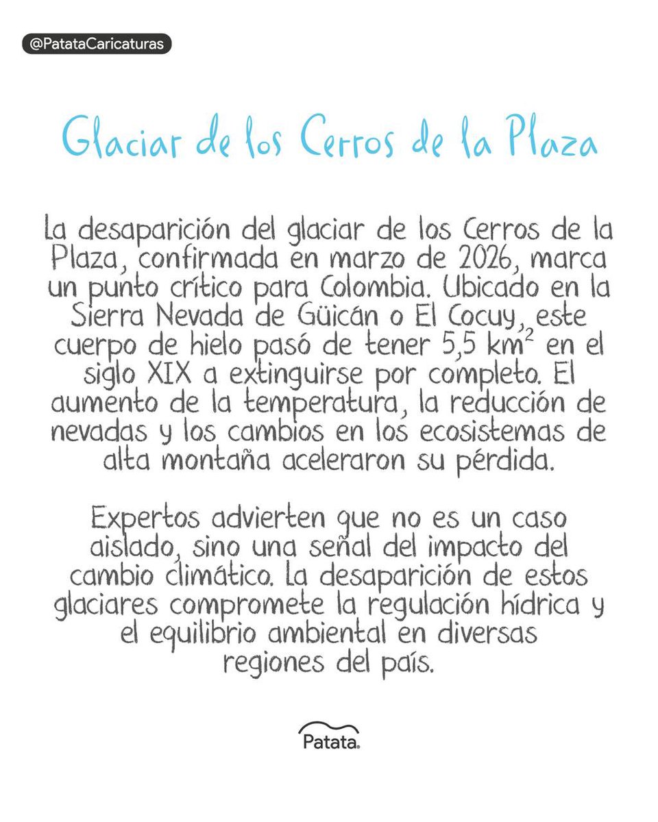 PATATAdibujo's tweet photo. Colombia despide un glaciar en uno de sus nevados 🏔️💔 https://t.co/pmU4EpksrS