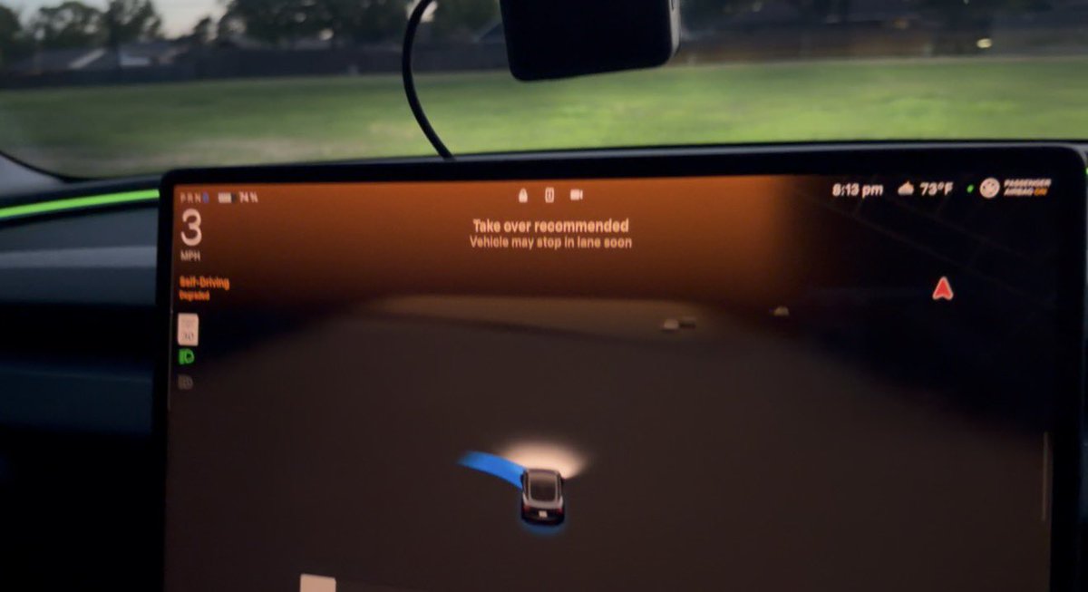 DavidMoss's tweet image. I unlocked a new FSD mode 😂😂

FSD 14.3 is no longer automatically telling you to take over in low traction/not optimal condition but now says while flashing in bright orange 

"Take-over recommended." 

Definitely  the first hint at Level 3/higher autonomy @scotsrule08 👀

What