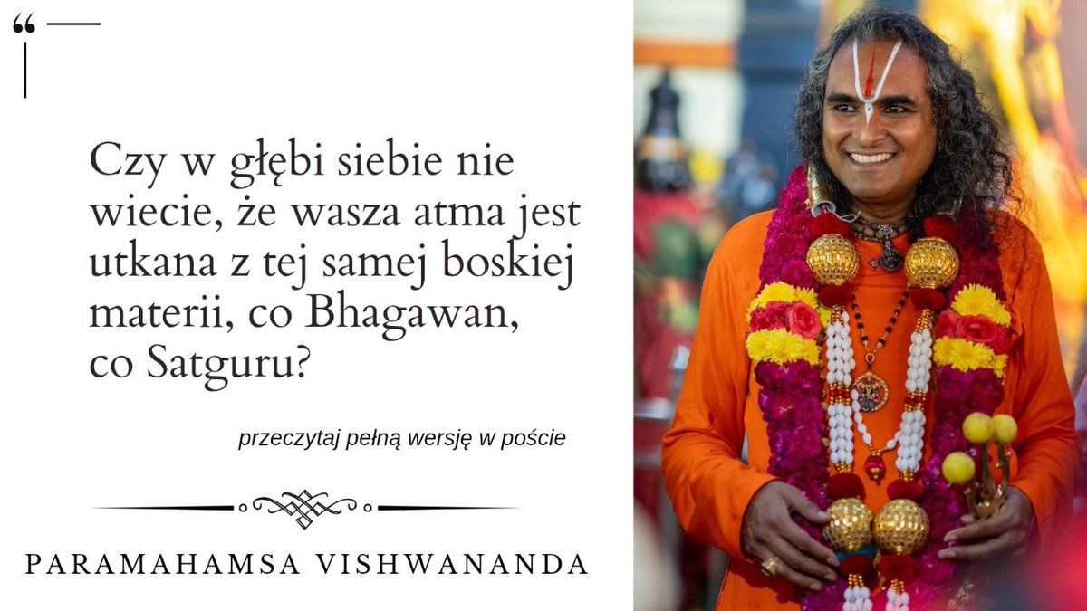 Wpis Paramahamsy Vishwanandy z 7.04.2026 r.

PV: Czasami najtrudniejszą rzeczą wcale nie jest ból, lecz zachowanie otwartości. Otwartości na możliwość pojawienia się bólu. Otwartości na to, że może wydarzyć się dosłownie wszystko. Pozostawanie otwartymi na Boga, na Guru. Umysł