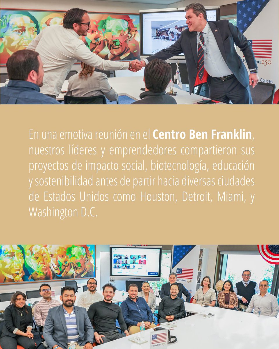 USEmbassyMEX's tweet photo. ¡Presentamos con orgullo a la décima generación de becarios 🇲🇽 del programa YLAI! ✨ 
¡Mucho éxito a estos talentos demuestran el poder de la innovación y la colaboración regional! 🇺🇸-🇲🇽✈️ Business and leadership across borders. #YLAI2026 #YLAINetwork https://t.co/9TfcbV2Bad