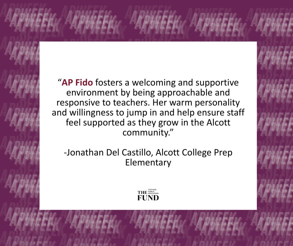 TheFundChicago's tweet photo. Help us close out Assistant Principal Appreciation Week! 🎉

All week long, we have highlighted assistant principals who are making tremendous contributions.

Though this marks the end of AP Week, let’s remember to show our appreciation year-round! #APWeek
@ChiPubSchools https://t.co/CTlW5lOVo9