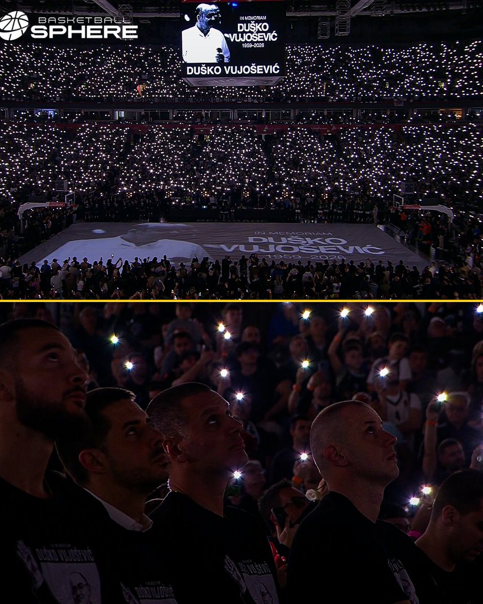 Unbelievable scenes at Belgrade Arena and a heartbreaking farewell from the Grobari to club legend Dusko Vujosevic. 🖤🖤

#kkp