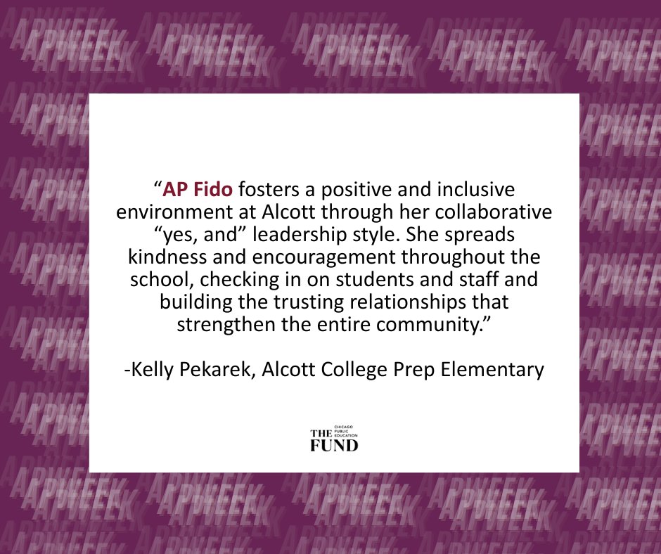 TheFundChicago's tweet photo. Let's finish Assistant Principal Appreciation Week strong! 🎉

Thank you to all of our APs who invest deeply in our students and staff! Though this marks the end of AP Week, let’s show our appreciation year-round! #APWeek
@ChiPubSchools https://t.co/tNHE44UilO