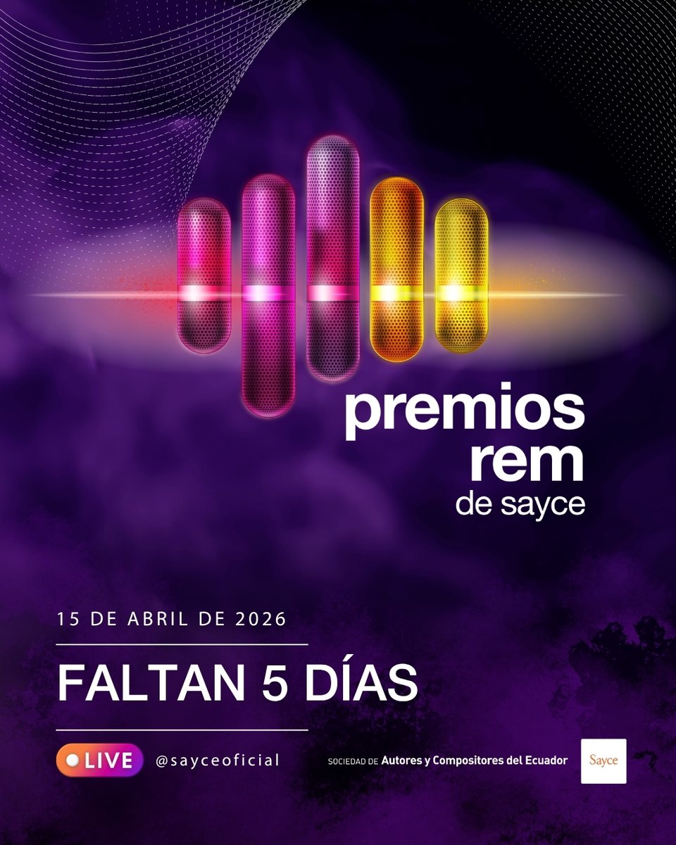 ¡Solo faltan 5 días para los #PremiosREM2026! ⏳🔥

No importa en qué parte del mundo estés, podrás ser parte de la noche más grande de nuestra música. 🌎🎧 Sigue la transmisión EN VIVO a través de nuestras cuentas de Facebook, Youtube y Tiktok <a href="/sayceoficial/">SAYCE</a>. 📱✨