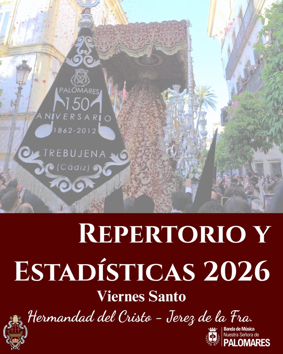 AFBMPalomares's tweet photo. 👀 Ya puedes ver el #repertorio y las estadísticas de nuestra jornada del #ViernesSanto26 junto a nuestra querida @HermandadCristo.
👉🏼 Descubre todos los detalles aquí: https://t.co/6NZ8tbo41s https://t.co/bvgIMSDLwA