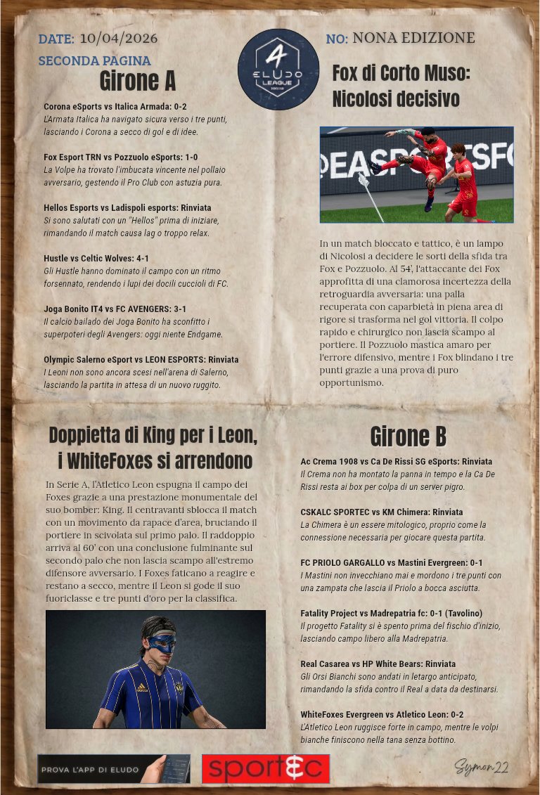 eLUDO_official's tweet image. 🗞️Eludo News🗞️

➡️ Nona uscita del nostro giornale per la seconda stagione di eLudo League.

📰 Risultati, curiosità e notizie del mondo eLudo compreso il campionato di F1 Virtual Championship

➡️ Se trovi il tuo Team, condividi e metti like

#eludo #revolution #eludonews