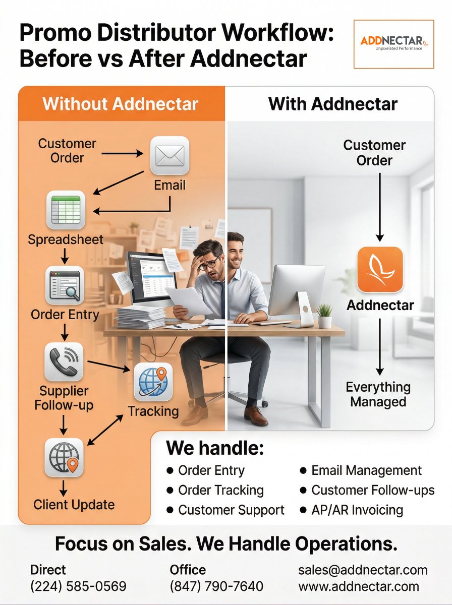 addnectar's tweet photo. What does your workflow look like today?

Messy, manual, and time-consuming… or simple and scalable?

With Addnectar, you focus on sales—we handle the rest.

#PromoDistributors #WorkflowAutomation #BusinessGrowth #OutsourceSmart #Addnectar #OperationsSupport https://t.co/Heh5HXBSRy