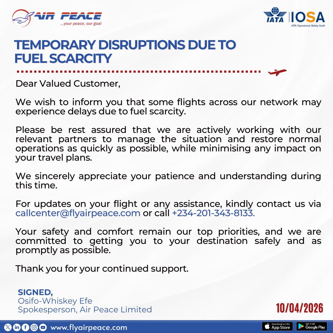 Air Peace tweet media