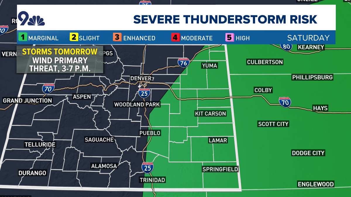 BianchiWeather's tweet image. A few gusty storms around today, but we could have a few stronger storms tomorrow afternoon over the Eastern Plains. Wind main threat from any storm tomorrow afternoon.

Severe threat in Denver will be very low both today and tomorrow.

#COwx