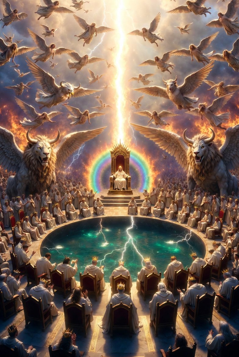 JlukeG's tweet photo. Had AI create a picture from every verse of Scripture that describes GOD or things going on in Heaven at the Throne of God…

Grok
ChatGPT 
and 
Gemini 

What do you think? https://t.co/9zrb7PWY75