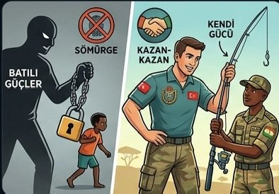 AyhanSarisu's tweet photo. 2/ Klasik "sömürgeci" kafayı unutun! Batı yıllardır oraya "ben seni korurum ama bana bağımlı kal" diyerek gitti. 
TR ise "gel, senin ordunu beraber eğitelim, kendi ayaklarının üzerinde dur" diyor. 
Yani balık vermiyor, balık tutmayı yerinde öğretiyor. #SavunmaSanayii https://t.co/4qc4DT7QKp