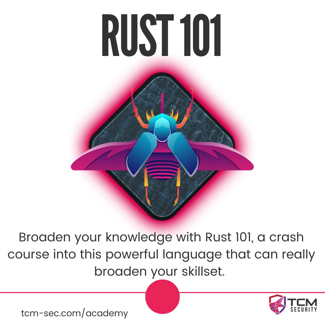 TCMSecurity's tweet image. Want to pick up some #programming in your cybersecurity/tech journey? The TCM Security Academy is here for you. We offer several programming courses, which we've highlighted below. 🫶

And yes, some of these courses are free! ⬇️

Find them all in the TCM Security Academy: